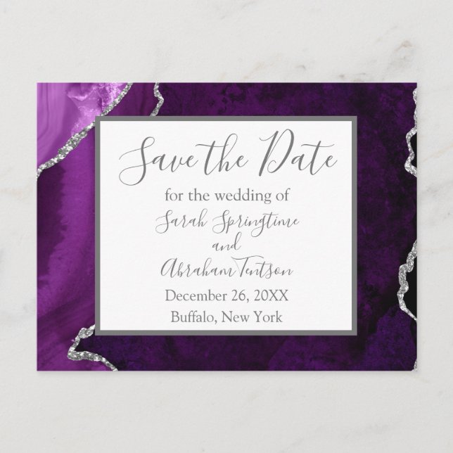 Agate violet officiel Enregistrer la date Cartes p (Devant)