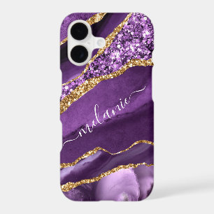 Agate Violet Violet Or Glitter Votre Nom