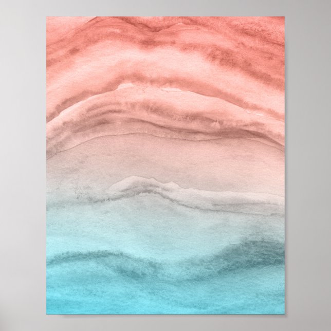 Agate Watercolor Abstract in Beach Colours Poster (Front)