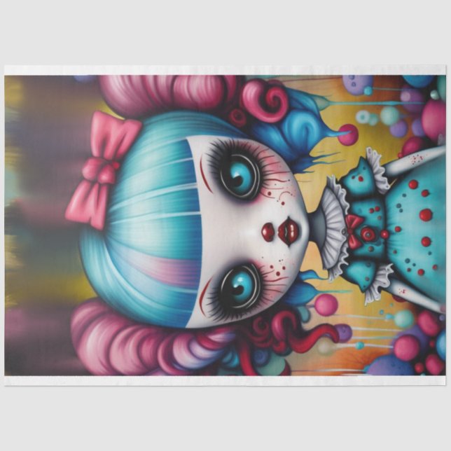 Agatha Creepy Doll Halloween Decoupage  Tissue Paper (Front)