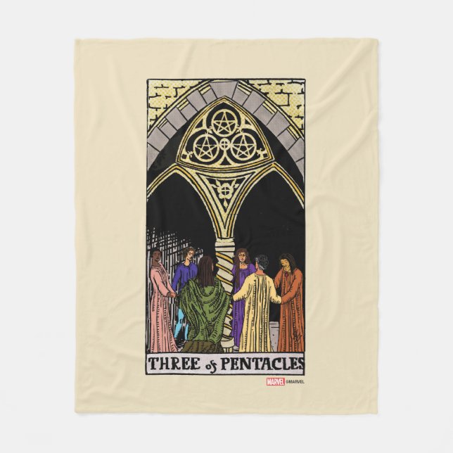 Agatha | Three of Pentacles Tarot Graphic Fleece Blanket (Front)
