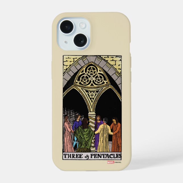 Agatha | Three of Pentacles Tarot Graphic iPhone 15 Case (Back)