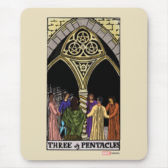 Agatha | Three of Pentacles Tarot Graphic Mouse Pad (Front)