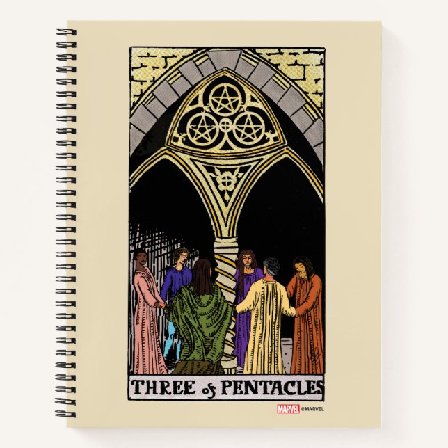 Agatha | Three of Pentacles Tarot Graphic Notebook (Front)