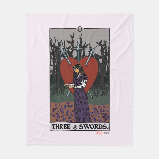 Agatha | Three of Swords Tarot Graphic Fleece Blanket (Front)