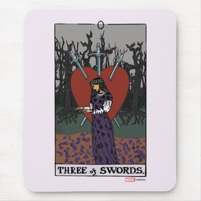 Agatha | Three of Swords Tarot Graphic Mouse Pad (Front)