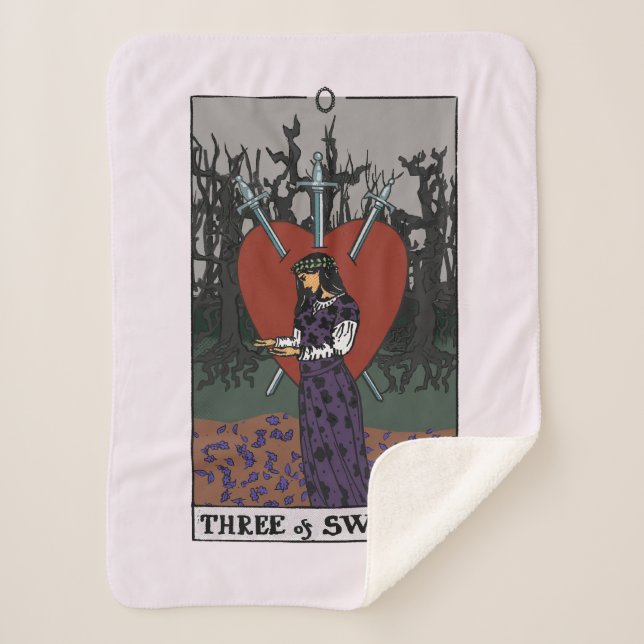 Agatha | Three of Swords Tarot Graphic Sherpa Blanket (Front)