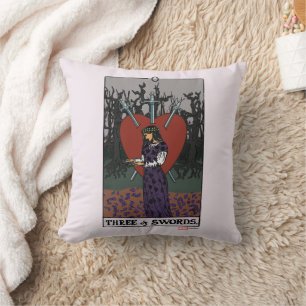 Agatha Three of Swords Tarot Graphic Throw Pillow