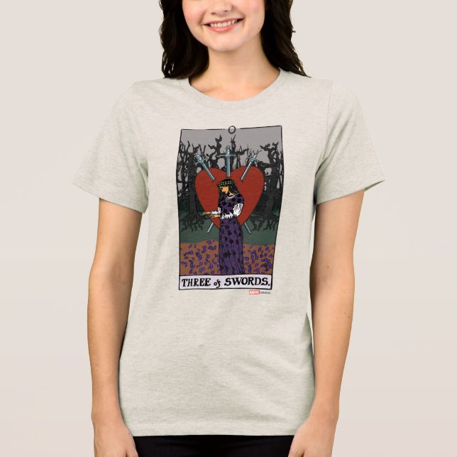 Agatha | Three of Swords Tarot Graphic Tri-Blend Shirt (Front)
