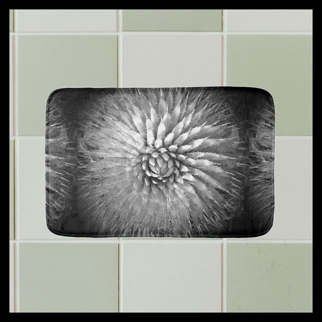 Agave Abstract Black and White Plush Bath Mat (Creator Uploaded)
