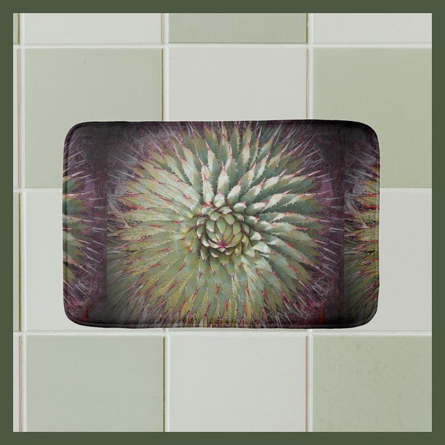 Agave Abstract Green and Purple Plush Bath Mat (Creator Uploaded)