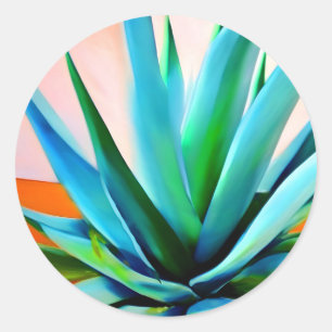 Agave blue and green plant classic round sticker