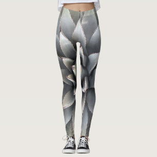Agave Plant Succulent Blue Cacti Botanical Desert Leggings
