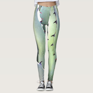 Agave Plant Succulent Blue Cacti Botanical Desert Leggings