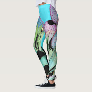 Agave, Purple Cactus, Turquoise, Personalized Name Leggings