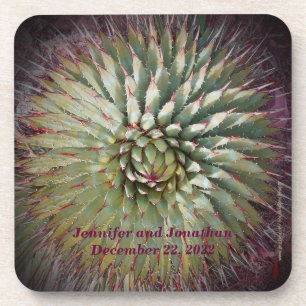 Agave Spikes Personalized Name and Date Wedding Coaster