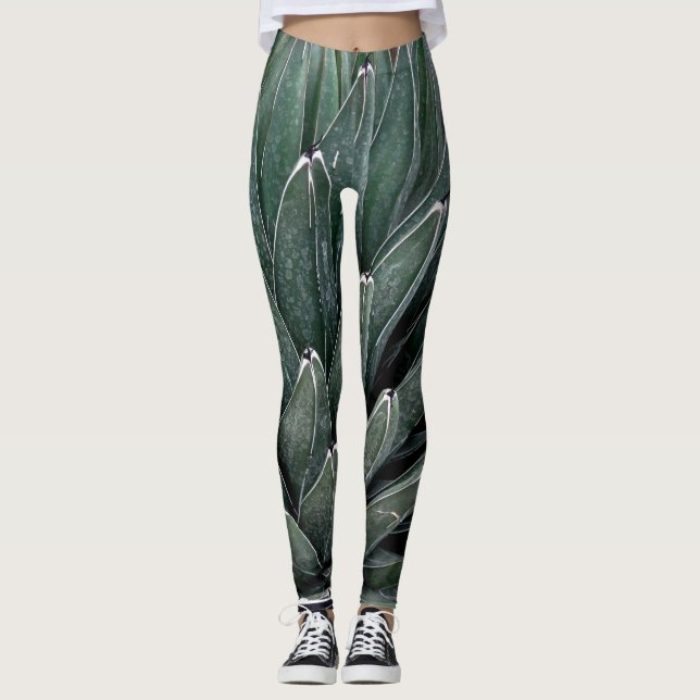 Agave Victoroa Plant Photo Leggings, M Leggings (Front)
