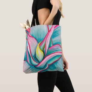 Agave watercolor succulent fine art tote bag