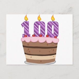 Age 100 on  Birthday Cake Postcard