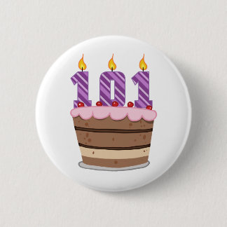 Age 101 on Birthday Cake 2 Inch Round Button