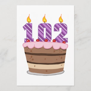 Age 102 on Birthday Cake Card
