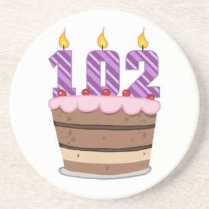 Age 102 on Birthday Cake Coaster