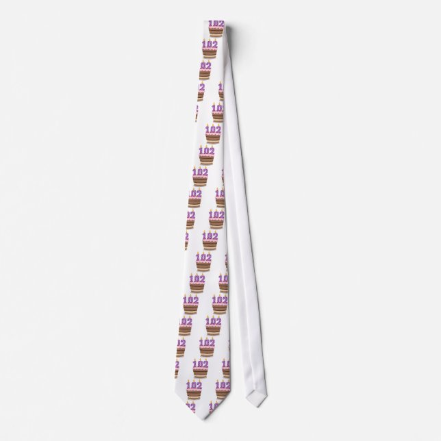 Age 102 on Birthday Cake Tie (Front)