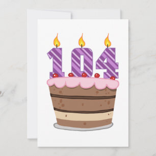 Age 104 on Birthday Cake Card