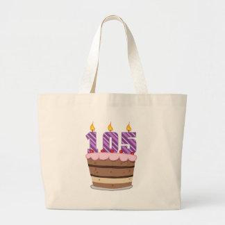 Age 105 on Birthday Cake Large Tote Bag
