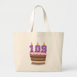 Age 109 on Birthday Cake Large Tote Bag