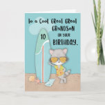 Age 10 Great Great Grandson Birthday Beach Raccoon Card<br><div class="desc">The number “10” is written on the surfboard on the cover of this fun card. This is to signify that this would be a card that is perfect to give a great great grandson who will be celebrating his 10th birthday very soon. Secure your copy now!</div>