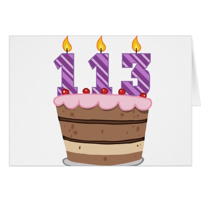 Age 113 on Birthday Cake (Front Horizontal)