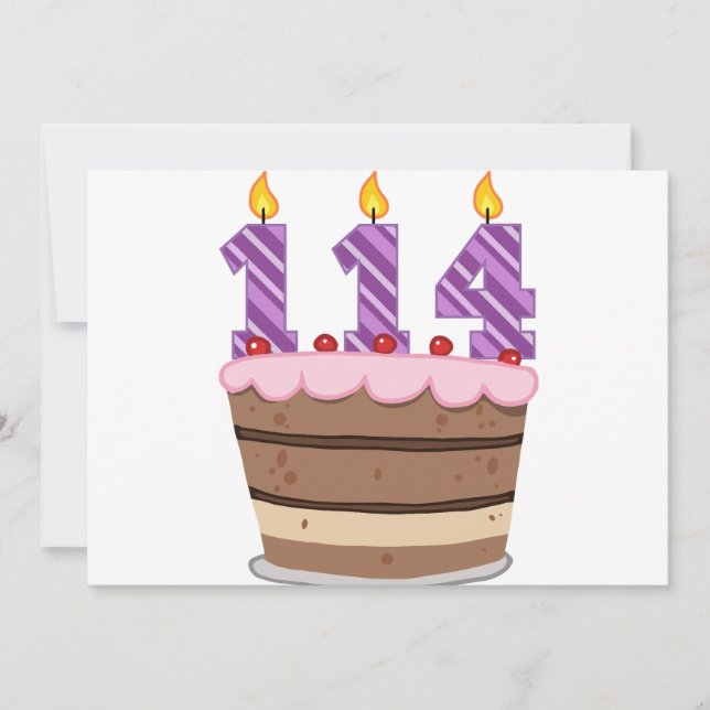 Age 114 on Birthday Cake Card (Front)