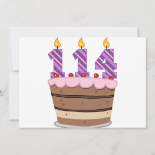 Age 114 on Birthday Cake Card