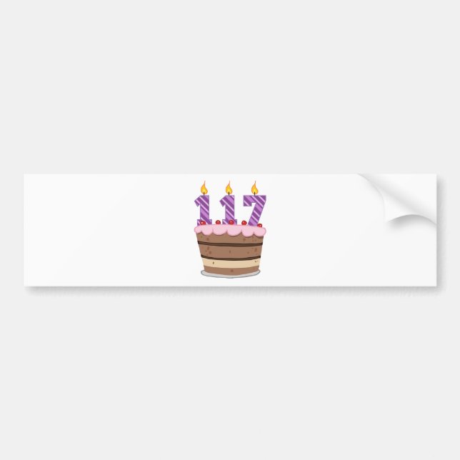 Age 117 on  Birthday Cake Bumper Sticker (Front)