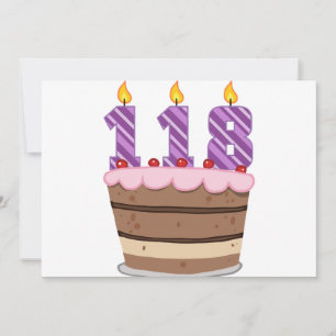 Age 118 on Birthday Cake Card