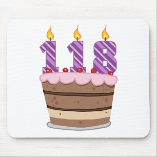 Age 118 on Birthday Cake Mouse Pad