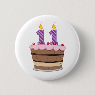Age 11 on Birthday Cake 2 Inch Round Button