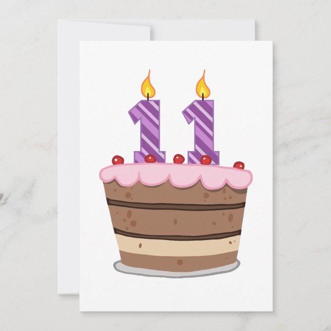 Age 11 on Birthday Cake Card (Front)