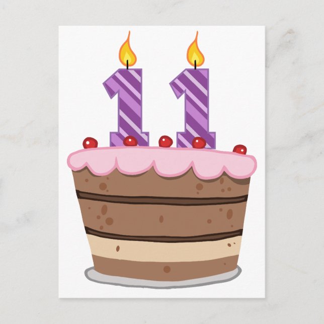 Age 11 on Birthday Cake Postcard (Front)
