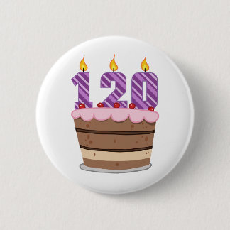 Age 120 on Birthday Cake 2 Inch Round Button