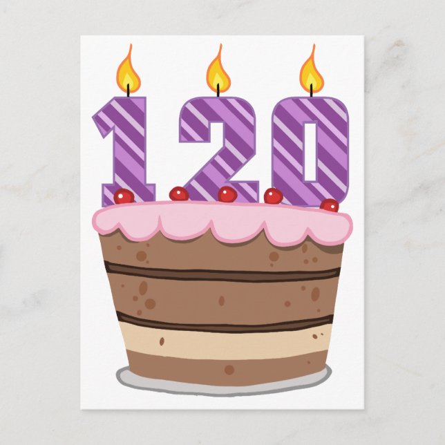 Age 120 on Birthday Cake Postcard (Front)