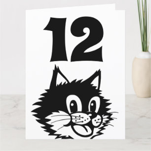 AGE 12 BIRTHDAY CAT CARD