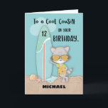 Age 12 Cousin Birthday Beach Funny Cool Raccoon  Card<br><div class="desc">It would not be a problem if your cousin’s name is not Michael as seen on the front. Why? Because you have the option to customize this with his name before order a copy to gift him with. Ready this card now and join him on his 12th birthday celebration.</div>