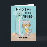 Age 12 Guy Birthday Beach Funny Cool Raccoon  Card<br><div class="desc">Gift a guy with this card as he celebrates his 12th birthday. This will be perfect for him since everyone knows that he loves spending time on the beach during summer. And as he celebrates his birthday,  what better place to spend it on,  that on the beach.</div>