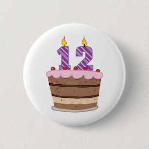 Age 12 on Birthday Cake 2 Inch Round Button