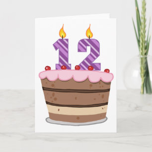 Age 12 on Birthday Cake Card