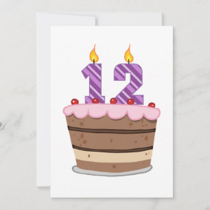 Age 12 on Birthday Cake Card
