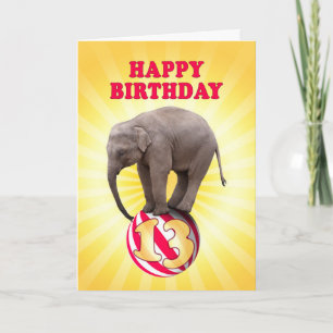 Age 13, a happy elephants birthday card