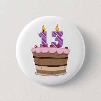 Age 13 on Birthday Cake 2 Inch Round Button